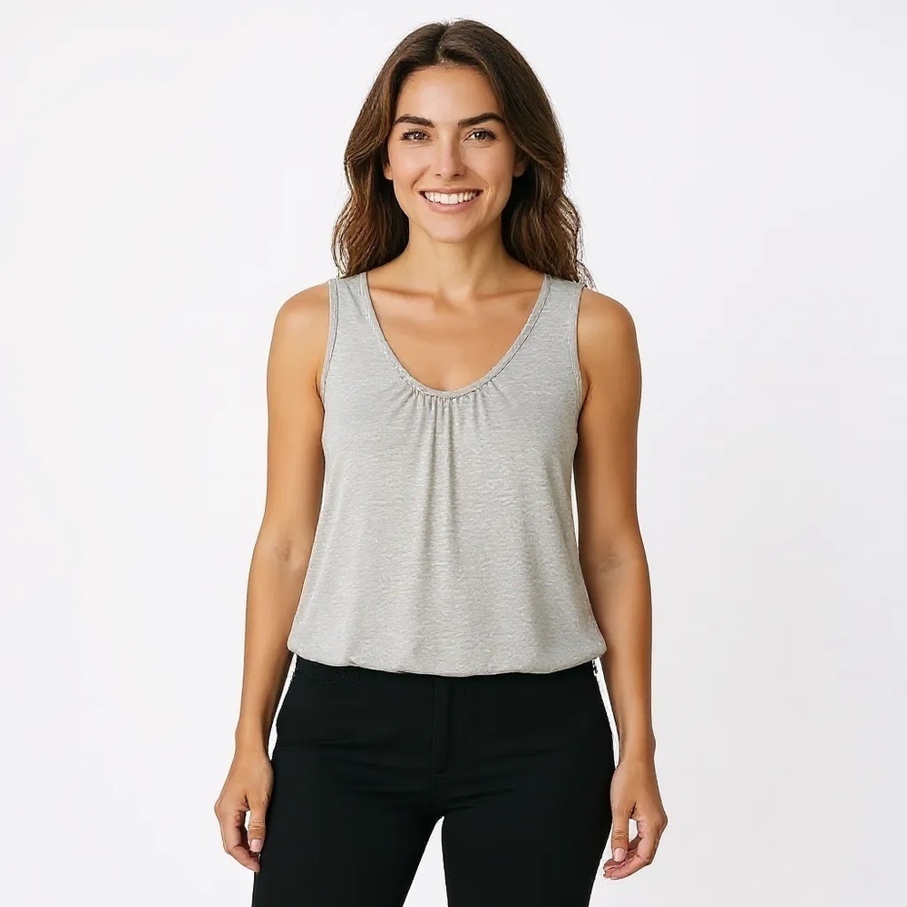 ANN TAYLOR M Gray Silver Sparkle Sheen Sleeveless Top R $69